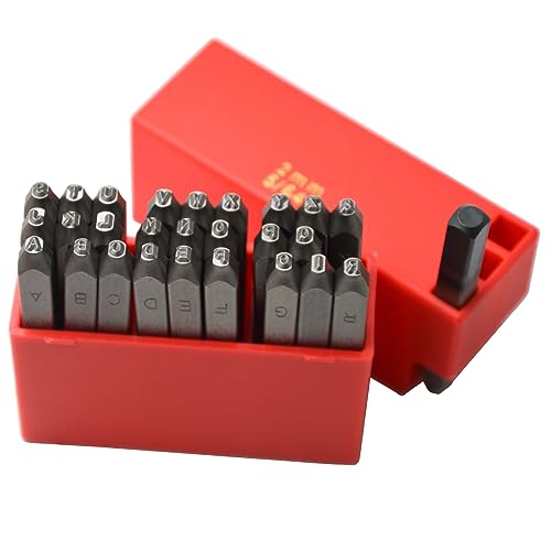 27pcs Heavy Duty Steel Stamp Uppercase Letters 5/64 2mm Hand Stamping Character Mark Code Alphabet Punch Kit for Bracelet Ring Jewelry Sheet Metal Plate Making Mold Die - size: 2mm Letter