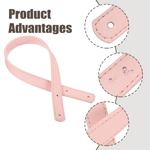 MECCANIXITY 2pcs 18 Inch (45cm) PU Leather Purse Handle, Sew On Shoulder Purse Straps Handbag Belt Band Bag Handle Bag Strap Replacement for Wallet Tote Making, Pink - color: Pink, size: 18 Inch