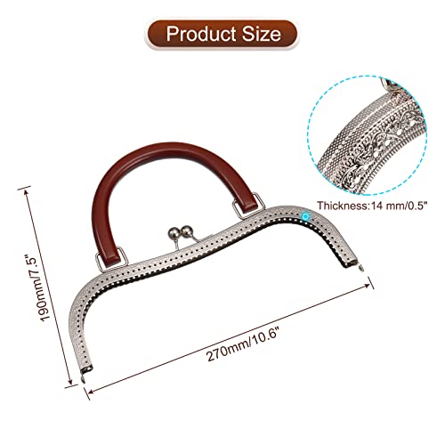 uxcell Metal Purse Frames - 10.6" Kiss Lock Clasp Frame Embossed Clutch Frame with Handle for Coin Purse Handbag Making DIY Craft, Silver - color: Silver