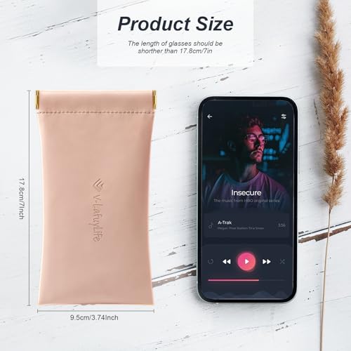 Glasses Case Soft 2 Pack - Portable Leather Squeeze Top Eyeglass Case,Soft Sunglasses Case. - color: Pink/Blue