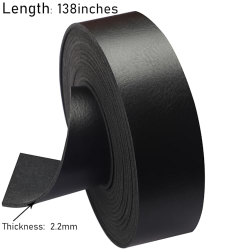 Picheng Faux Leather Strap for Crafts: 1 Inch Wide 138" Long Leather Strips - color: Black, size: 1 Inch