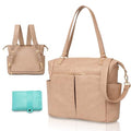 MOMINSIDE Diaper Bag Tote Convertible Diaper Bag Backpack Tote Leather | 4 in 1 Baby Bag Hospital bag 13 Pockets Travel Diaper Tote Pañaleras Para Bebe with Changing Pad for Mom & Dad(Camel) - color: Camel