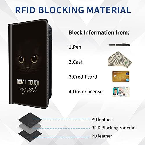 Checkbook Cover - Premium Leather Standard Duplicate Register Check Card Book Holder Wallet with RFID Blocking Function for Girl Men Women,Cat Eye Don't Touch - color: Cat Eye Don't Touch