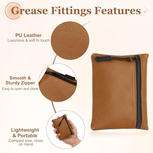 Full Grain Leather Coin Purse, Small Coin Purse with Zipper Portable Card Holder, 4.7in & Light Brown & PU Leather -Fitting for (Change Purse Credit Card Key Keychain Pouch Wallet) - color: Light Brown