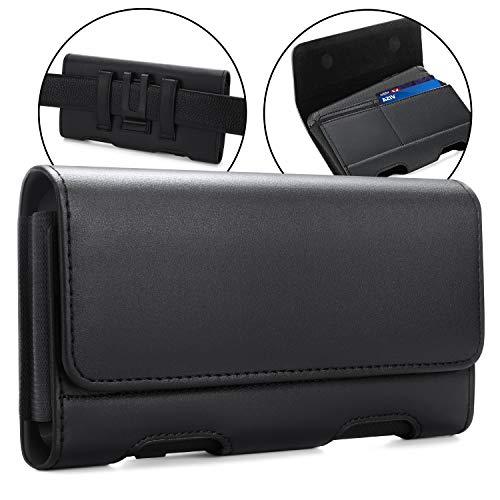 BECPLT for Motorola Edge 50 Ultra & G64 G73 X40 Edge 40 G Power 5G Holster Case, Leather Pouch with Belt Clip & Loops & Card Holder for Moto G84 G54 G14 G53 G7 Z3 Play