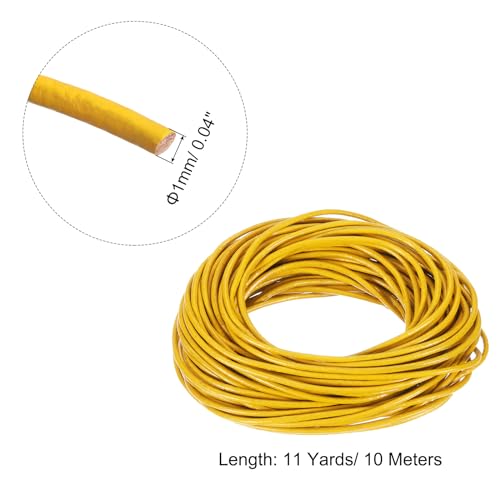 uxcell 11 Yards 1mm Round Leather Cord Lacing String for DIY Crafts Yellow - color: Yellow