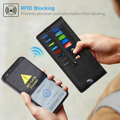 FINTIE Slim Credit Card Wallet Holder Change Pouch | RFID Blocking Business Cards Cases with Zipper Pocket for Cash, Coin, Receipt, Mattle Black - color: Mattle Black