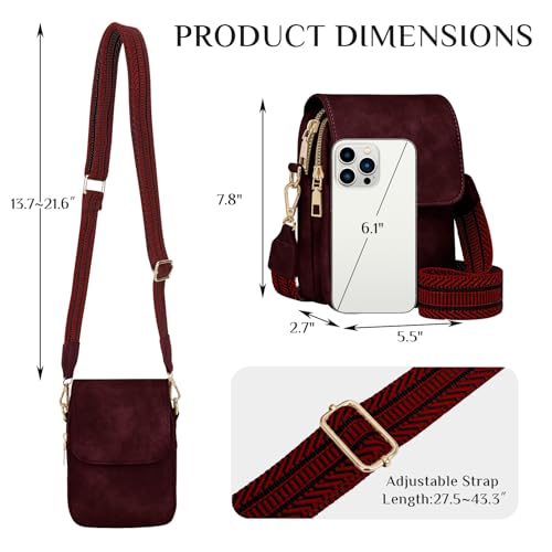 Fashion Small Crossbody Bags for Women Trendy Designer Cell Phone Purses - color: Red