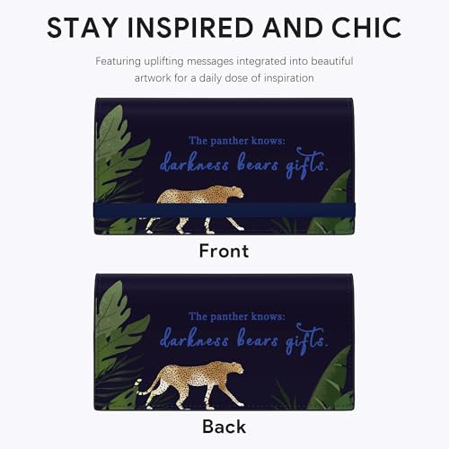 Tipmile Checkbook Covers for Personal Checkbook, PU Leather Checkbook Holder for Women and Men with Elastic Band, Effortless Sophistication - color: K The Panther