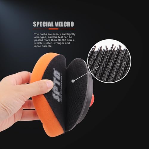 SPTA 2Pcs RO Rotary Flexible Backing Plate, Hoop-and-Loop Face PU Soft Backing Pad Used On Rotary Polisher Sander for Sanding Polishing Buffing Finishing (5/8"-11 Thread, Orange, 6Inch (150mm)) - size: 6Inch (150mm), style: 5/8"-11 Thread