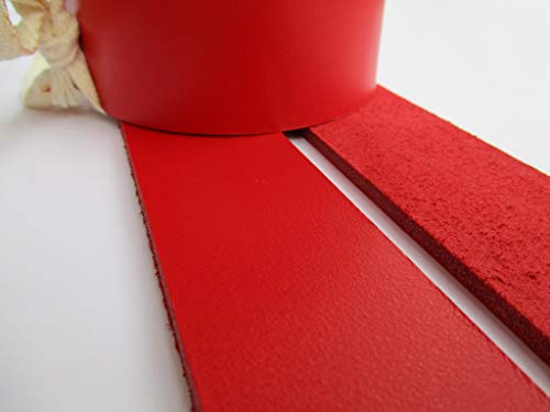 9 oz 51-55". Red Genuine Natural Leather Belt Blank Strip Strap Band. (3/4" (20mm.)) - size: 3/4" (20mm.)
