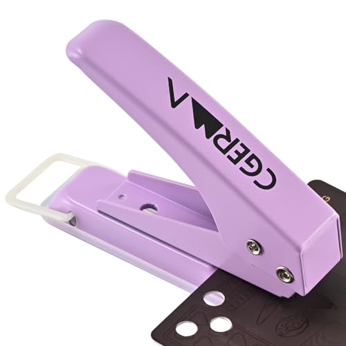 Single Hole Puncher, 1/4" Hole, 50% Labor Savings, Heavy Duty Metal Punch, 15 Sheet Capacity, for ID Cards, Chipboard, Art Project, Crafts Easy Punching, Purple - size: Purple 1 Pack