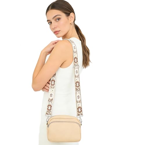 1.5" Wide Purse Strap Adjustable Replacement Gold Hardware Long Crossbody Bag Strap for Thick Shoulder Bags Canvas Handbags Straps - color: Gold Hardware-A-Brown