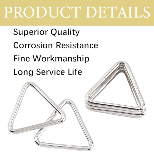 16Pcs Metal Triangle Ring Buckle Connectors Gunmetal Adjuster Purse Strap Keychain Lanyard - color: Platinum