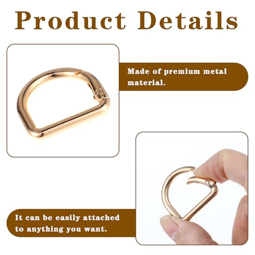 4Pcs D Ring Spring Key Hooks Gold Metal Keyring Clip 1.18 Inch | Spring Ring Buckles Clasp for Belt Backpack Bag Handbag Purse Strap Small Keychain Clip Key Hooks