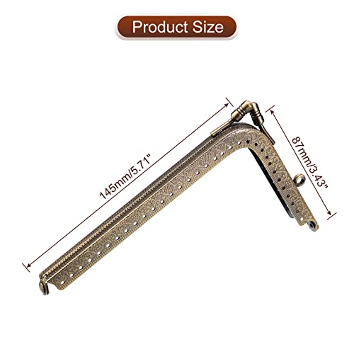 uxcell Metal Purse Frames - 5.7" 4Pcs Rectangle Kiss Lock Clasp Frame Embossed Clutch Frame for Coin Purse Sewing Bag Making DIY Craft, Bronze - color: Bronze, size: 5.7"