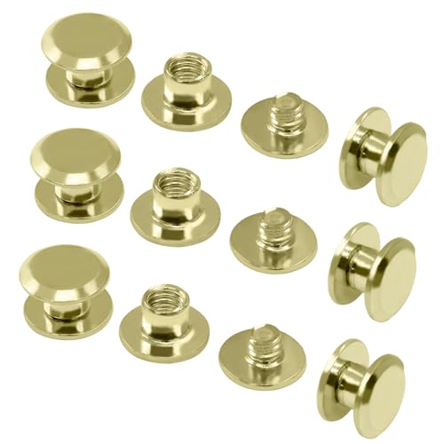 60 Sets Gold Chicago Screws, M5*4mm Leather Rivets Screw Rivets Buttons DIY Leather Trim Craft Bookbinding for Decorate Repair Belt Bag Shoes Purse - color: Gold
