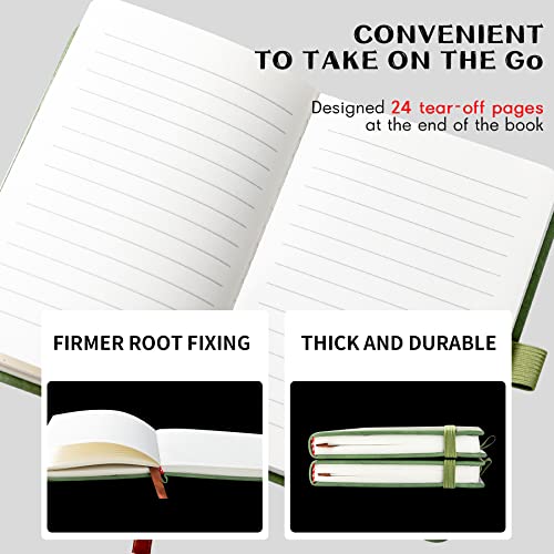 2Pack Pocket Notebook Small Notebook Journal Notebook 4 inches x 5.7 inches 200 Pages Leather Cover With Pen Holder Page Marker Ribbons (Green-withpen) - color: Green-withpen