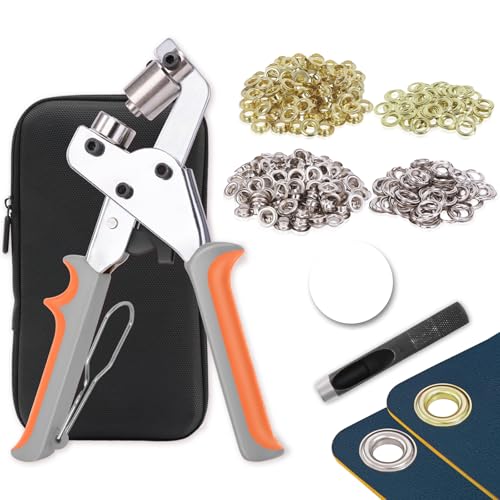 Grommet Tool Kit with 300 Sets 3/8 Inch Grommets, Heavy Duty Grommet Kit with Storage Bag, Grommets Pucher with Hole Punch and Eyelets, Eyelet Pliers Kit for Tarp, Fabric, Banner, Canvas - size: 3/8in-300 Sets with Bag