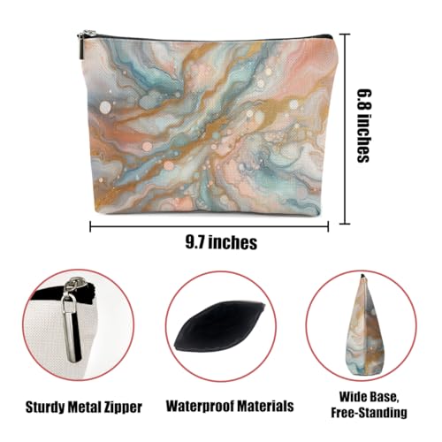 Fluid Ink Gradient Marble Makeup Bag, Cosmetic Bags for Women | Abstract Portable Travel Toiletry Bag Elegant Gift for Women Grandma Friend Auntie Nurse Graduation Birthday Christmas - color: Pastel Marble 470