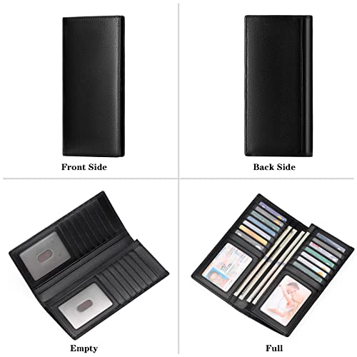 FALAN MULE Wallets for Men Genuine Leather RFID Blocking Slim Mens Wallet Bifold Credit Card Holder for Men - color: Black