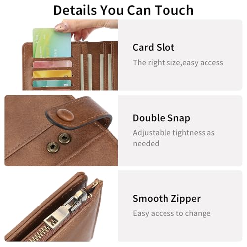 GOIACII Leather Womens Wallet RFID Slim Card Holder Wallets Brown - color: A05 Brown