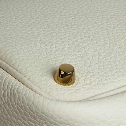 Genuine Leather Bucket Bag with Shoulder Strap, Organizer Insert & Silk Scarf for Women Handbag Tote Bag - color: Milky White-ggold