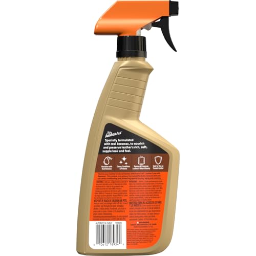 Armor All Car Leather Cleaner Spray with Beeswax, 16 Fl Oz | Cleans, Conditions, Protects, Beeswax Leather Care Spray for Cars, Trucks, Motorcycles, Furniture, Shoes - size: 16 Fl Oz (Pack of 1), style: Leather Cleaner with Beeswax
