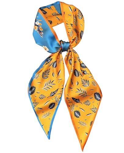 Head Scarf Purse Handle Neck Satin Hair Scarfs For Bag Lightweight Silky Long Thin Women's Fashion Scarves 59 * 5.9” - color: H20-feather Leaves(59*5.9inch)