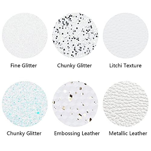 Litchi 6 Pack 8x12 Inch Faux Leather Sheets for Bow Earring, Easy to Cut Vinyl Fabric for Cricut, Durable Fade Resistant Leatherette Without Smell, White - color: White
