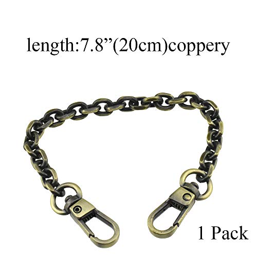 HAHIYO Mini Pochette Purse Chain Strap Thin Wide 6mm for LV Length 7.9 Inches Thick 2mm Shiny Bronze for Handbag Wallet Clutch Comfortable Flat Metal Strap 1 Pack - size: Bronze 7.9 Inches Length
