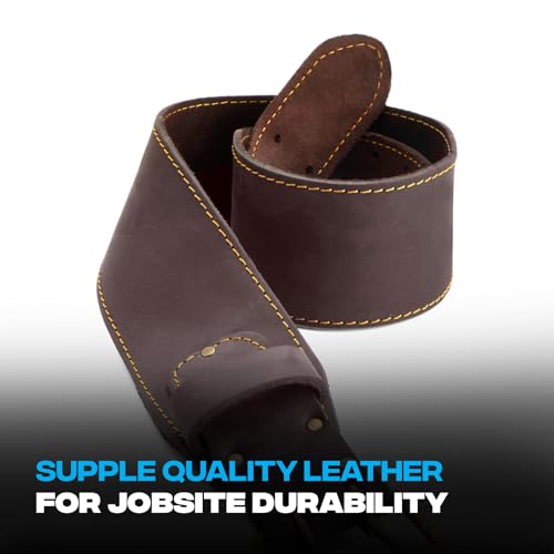 OX 3 Inch Leather Tool Belt - Thick Carpenter Belt For Pouches - Large | Large 3" thick leather tool belt for tool pouch - adjustable fit with perimeter stitching and rivets - carpenters toolbelt - size: 3" Belt (L)