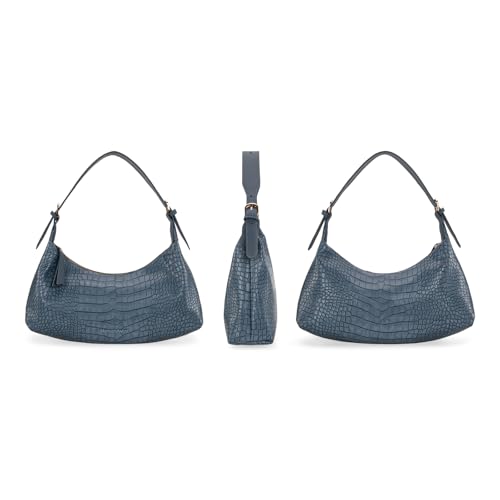 Montana West MEDIUM Shoulder Purses for Women Crescent Hobo Bags Trendy Purses - color: Crocodile Jean