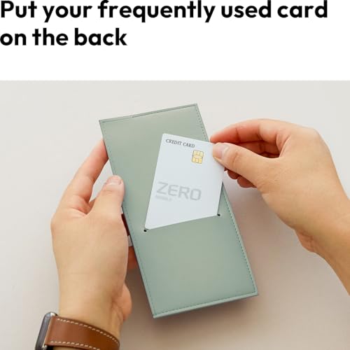 PU Leather Card & Cash Envelope for Travel and Budgeting Mint Grey | Reusable Money Holder, Stylish Leather Money Envelope - color: Mint Grey