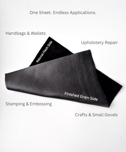 Natural Grain Cow Leathers: 12'' x 12'' Pre-Cut Leather Pieces (Black, 1 Piece) - color: Black, size: 1 Piece