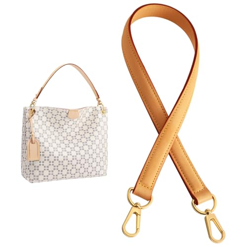 jiesinlov Genuine Vachetta Leather Replacement Straps Purse Shoulder short Strap conversion kit for Graceful tote soft speedy Alma And Dauphine Bags Brown (W0.7in,L25.6in-Beeswax) - color: W0.7in&l25.6in-beeswax