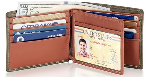 Stealth Mode Leather Bifold Wallet for Men With ID Window and RFID Blocking - color: Camo