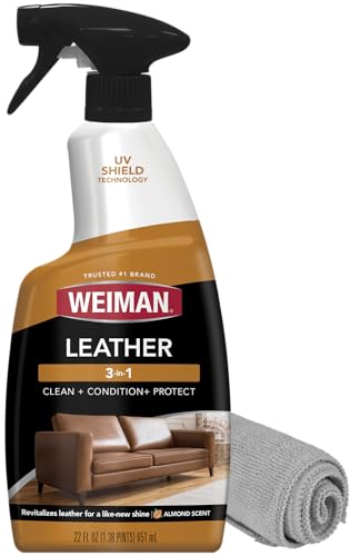 Weiman Leather Cleaner, Polish and Conditioner for Furniture, Car, Purses, Shoes, Boots and Couches- Micro Fiber Towel Included, 22oz - size: (1 Pack, 22 Fl Oz)
