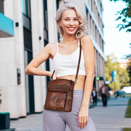 HESHE Leather Crossbody Bags for Women Shoulder Handbags Satchel Purse | Spacious Medium Crossover Shoulder Purse with Adjustable Sling Straps Lightweight Hobo Bags for Work,Travel and Daily Use - color: Green