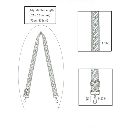 1.5" Wide Purse Strap Adjustable Replacement Gold Hardware Long Crossbody Bag Strap for Thick Shoulder Bags Canvas Handbags Straps - color: Gold Hardware-431