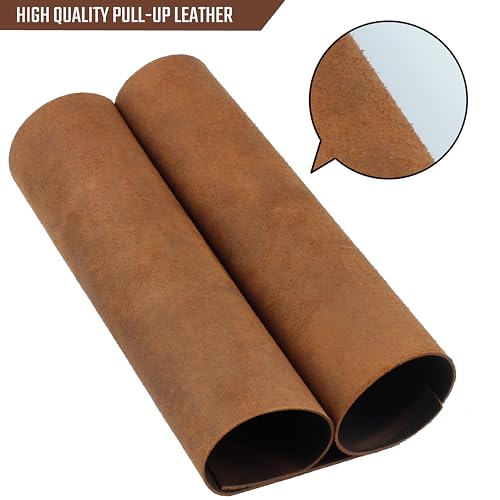 Toprank Genuine Leather Sheets for Crafts 6"X12'' Precut Full Grain Leather Tooling Leather (1.6mm) Cowhide Leather Pieces Square, Tan - color: Tan, size: 6"x12"