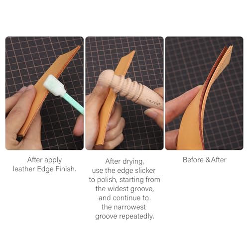 WUTA Wood Leather Edge Burnisher Leather Polished Grinding Set Updated Smooth Grooves Leather Edge Slicker Leathercraft Tools(Round) - color: 2 nd, size: 1 Pack Round