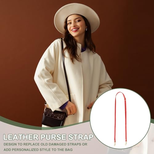 Leather Purse Strap Replacement PU Crossbody Adjustable Long Strap | Silver Swivel Clasps - color: Brown Gold, size: 43-47 Inch