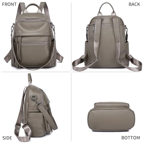 Genuine Leather Backpack Purse for Women - color: Grey