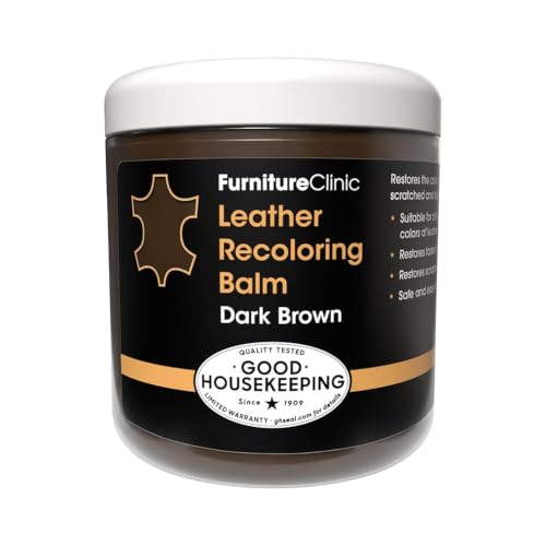 Furniture Clinic The Original Leather Recoloring Balm | Dark Brown Leather Dye | Repair Scratched, Faded, & Worn Leather | Restore Leather Couches, Sofas, Car Seats, and Furniture | 250 ml / 8.5 fl oz - color: Dark Brown, size: Balm