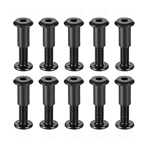 uxcell Screw Post Fit for 5/16"(8mm) Hole Dia, Male M6x20mm Binding Bolts Leather Fastener Carbon Steel Black 10 Sets - size: 20mm