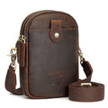 S-ZONE Small Crossbody Bags for Women RFID Blocking Leather Phone Purses | Crazy Horse Leather, Multi Pockets, Trendy Adjustable Wide Strap, Compact Shoulder Purse for Daily Dating Travel - color: Dark Brown