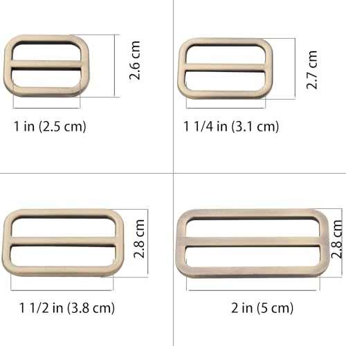 Loosco Flat Metal Adjuster Belt Sliders, 10 PCS Buckle Triglide for Strap Keeper Leathercraft Bag Belt Adjuster (Silver,1 1/4") - color: Silver, size: 1 1/4"