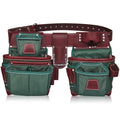 Nylon and Leather Tool Belt | Framing Tool Bags | Leather Tool Belts | Nylon Tool Pouch | Carpenter Tool Belt | Construction | Framers | Electrician - color: Green