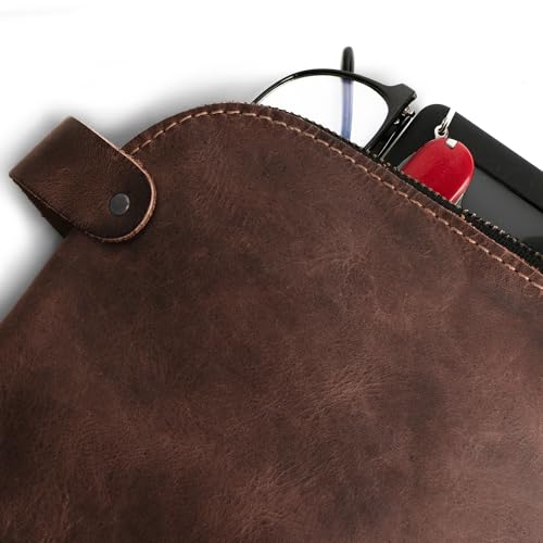 Hide & Drink, Large Rustic All Purpose Utility Bag for Cords & Chargers, Travel Bag, Multi-Purpose Bag, Full Grain Leather - color: Bourbon Brown